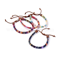 Seil Tuch ethnische Schnüre Armbänder, mit gewachsten Baumwollschnüren, Mischfarbe, 2-1/8 Zoll ~ 3 Zoll (5.4~7.6 cm)