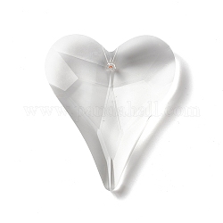 Transparent Glass Big Pendants, for Chandelier Crystal Hanging Pendants, Faceted, Heart, Clear, 67x57x16.5mm, Hole: 1.6mm
