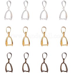 PandaHall Elite 90pcs 3 Colors Brass Pinch Bails Pinch Clip Bail Clasp Dangle Charm Bead Pendant Connector Findings for Pendants Necklace Jewelry DIY Craft Making