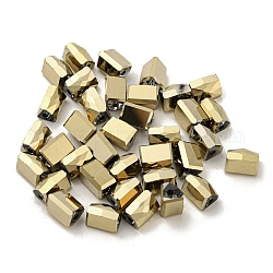 Perles en verre electroplate, facette, triangle, kaki clair, 7.5x5.5x6mm, Trou: 1.2mm, 100 pcs /sachet 