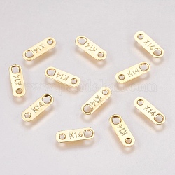 201ステンレス鋼リンクコネクター  刻まれたk14  オーバル  ゴールドカラー  11x3.5x0.5mm  穴：0.8mm