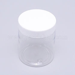 Transparent PET Plastic Bead Containers, with Screw Lids, Column, White, 7.1x8.7cm, Capacity: 250ml(8.45 fl. oz)