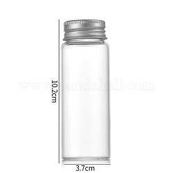 Bottiglie di vetro trasparente contenitori di perline, tubi per la conservazione delle perle con tappo a vite e tappo in alluminio, colonna, argento, 3.7x10cm, capacità: 80 ml (2.71 fl. oz)