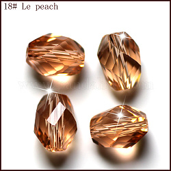 Imitazione branelli di cristallo austriaco, grado aaa, sfaccettato, bicono, peachpuff, 10x13mm, Foro: 0.9~1 mm