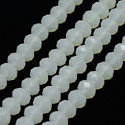 Crystal Glass Rondelle Beads Strands, Faceted, White, 8x6mm, Hole: 1mm, about 71pcs/strand, 16.5inch