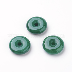 Breloques de jade du Myanmar naturel / jade birman, teinte, disque de donut / pi, largeur du beignet: 6.3 mm, 14.5x5mm, Trou: 2.5mm