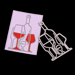 Wein Glasrahmen Kohlenstoffstahl Stanzformen Schablonen, für DIY Scrapbooking / Fotoalbum, Dekorative Prägepapierkarte aus Papier, Platin matt, 9x5.6x0.08 cm