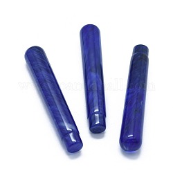 Cuentas de vidrio de piedra de sandía azul sintético, sin agujero / sin perforar, de alambre envuelto colgante de decisiones, columna, 71.5x12~12.5mm