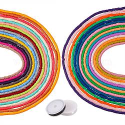 Kit de fabricación de joyería diy, incluye 30 hebra 30 colores cuentas de arcilla polimérica hechas a mano ecológicas, abalorios heishi, Hilo de cristal elástico, Cordón de cordón elástico, color mezclado, cuentas: 30 hebras / bolsa