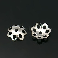 Brass Bead Caps, Lead Free, Cadmium Free and Nickel Free, Platinum Color, Size: about 6mm in diameter, 1.5mm thick, hole: 1mm