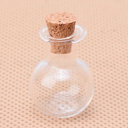 Bouteilles en verre, perles conteneurs, avec bouchon en liège, souhaitant bouteille, clair, 26.5x17mm, Trou: 6mm, capacité: 4 ml (0.13 oz liq.)