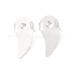 Accessoires de boucles d'oreilles clous en laiton, ailes, couleur d'argent, 18x8.5x0.4mm, Trou: 1mm