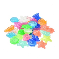 Acrylic Luminous Cabochons, Decorate Accessories, Marine Organism, Mixed Color, 21~34x16~34x6~14mm, about 80pcs/bag