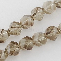 Faceted Tan Glass Twist Bead Strands, 12x12x11~12mm, Hole: 1.5mm