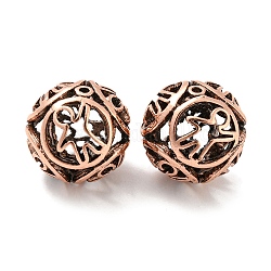 Alloy Beads, Hollow, Round with Human, Red Copper, 26mm, Hole: 1.6mm