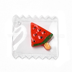 Süße Kunststoffanhänger, mit Harz-Cabochon im Inneren, Süßigkeiten-Anhänger, Wassermelone, 29x29.5x3.5 mm, Bohrung: 1 mm