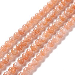Chapelets de perles de sunstone naturelle naturelles, ronde, 6mm, Trou: 0.8mm, Environ 32 pcs/chapelet, 7.48'' (19 cm)