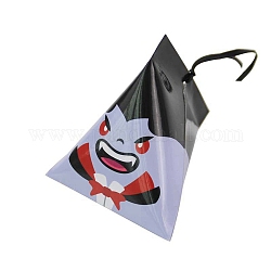 Хэллоуин мультфильм картонные коробки конфет, с шелковой лентой, подарочная коробка в виде треугольной змеи, для хэллоуинских вечеринок, сирень, 9.4x8.4x8 см
