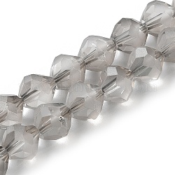 Placcare trasparente perle di vetro fili, smerigliato, sfaccettato bicono, grigio chiaro, 10x9.5mm, Foro: 1.2 mm, circa 60pcs/filo, 22.76'' (57.8 cm)