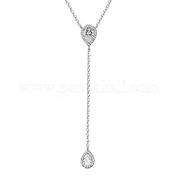 SHEGRACE 925 Sterling Silver Pendant Necklaces, with Grade AAA Cubic Zirconia, teardrop, Silver, 17.32 inch(44cm)