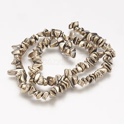 Chapelets de perles en hématite synthétique sans magnétiques, pépites, antique bronze plaqué, 5~15x4~8mm, Trou: 1mm, 15.5 pouce ~ 16.4 pouces