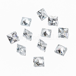 Cabochons de zircone cubique carrés pointus, facette, clair, 10x10mm