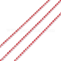 Spritzlackierte facettierte Messingkugelketten, gelötet, mit Spule, Runde, Purpur, 1.5 mm