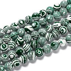 Chapelets de perles en malachite synthétique, teinte, ronde, verte, 10mm, Trou: 1mm, Environ 38 pcs/chapelet, 14.96 pouce (38 cm)