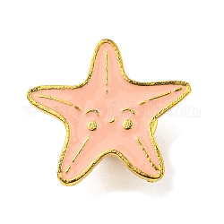 Pin esmaltado con tema de playa de verano, broche de aleación dorada para ropa de mochila, estrella de mar con cara sonriente, 19.5x20.5x1.5mm
