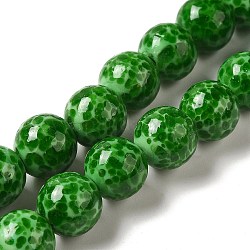 Normali perle di vetro, rotondo con macchie, verde, 11.5~12x11~11.5mm, Foro: 2 mm