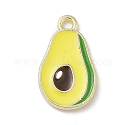 Pendente smaltati in lega, oro chiaro, ciondoli di avocado, giallo, 18.5x11x2mm, Foro: 1.6 mm