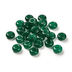 Cuentas europeas teñidas de jade natural de Malasia, Abalorios de grande agujero, rerondana plana, 10x4.5~5mm, agujero: 4~4.3 mm