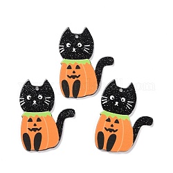 Акриловые подвески, для Хэллоуина, кошка, чёрные, 39x30x2 мм, отверстие : 1.5 мм