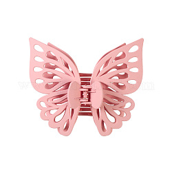 Große gefrostete Schmetterlings-Haarklammer, Kunststoff-Hohlschmetterlings-Pferdeschwanz-Haarspange für Frauen, rosa, 120x130 mm