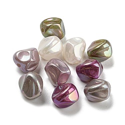 Perlas de plástico abs pintadas con spray, abalorios de imitación, nuggest, teñido, color de ab chapado, color mezclado, 15x13~15x12~13mm, agujero: 2 mm
