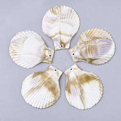 Ciondoli acrilico, stile gemstone imitato, shell / pettine, bianco floreale, 59x50.5x6mm, foro: 1.8 mm circa 113 pezzi / 500 g.