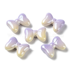 Perles acryliques opaques de couleur dégradée, bowknot, Prune, 28x20.5x10mm, Trou: 2.5mm