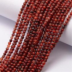 Tigre rouge naturel chapelets de perles d'oeil, ronde, 3~3.5mm, Trou: 0.7mm, Environ 115~125 pcs/chapelet, 16 pouce