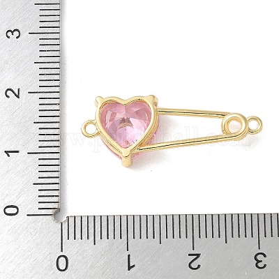 Подвески-булавки в форме сердца из латуни с кубическим цирконием KK-Q031-45G-03-1