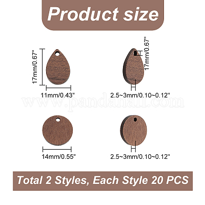 40 шт. подвески из орехового дерева в двух стилях WOOD-PH0002-34-1