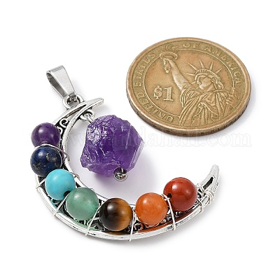 Круглые подвески с драгоценными камнями 7 чакра PALLOY-JF02402-01-1