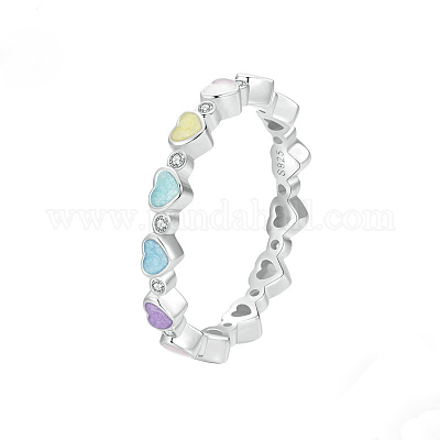 Кольца-пальцы в форме сердца из стерлингового серебра с микропаве из прозрачных кубических цирконий и эмалью FS-WGA58F8-02-1