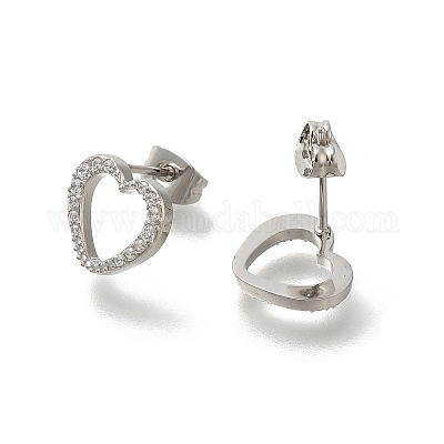 Серьги-гвоздики из нержавеющей стали 304 с микропаве из прозрачных кубических цирконий EJEW-H018-02P-03-1