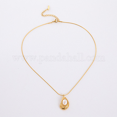 Элегантные ожерелья с подвеской в виде капли из нержавеющей стали 304 с искусственным жемчугом для модных женщин AJ2709-1