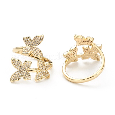 Латунные кольца из манжеты с прозрачным цирконием ZIRC-M117-03G-1