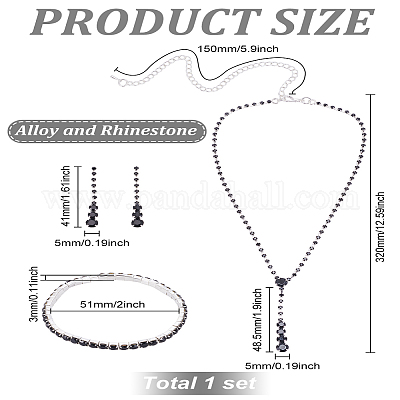 1 комплект украшений в форме капли из сплава и страз&nbsp;SJEW-LP0001-03-1