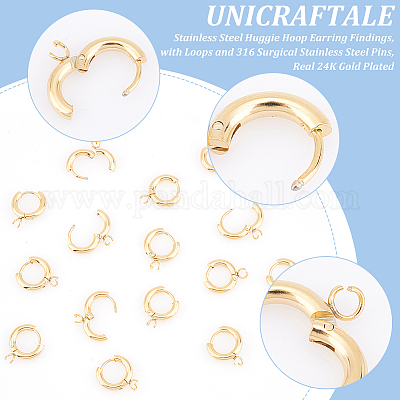 20 шт. фурнитура для сережек-колец Huggie Hoop из нержавеющей стали 201 STAS-UN0056-86-1