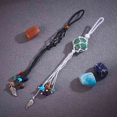 12шт крыло плетеный нейлоновый шнур макраме мешочек кулон украшения AJEW-SW00009-04-1