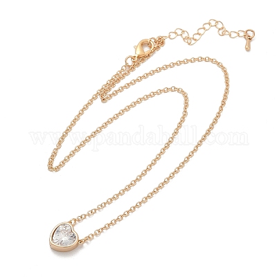 Женские ожерелья с подвеской из латуни и прозрачного кубического циркония NJEW-Z079-02G-03-1