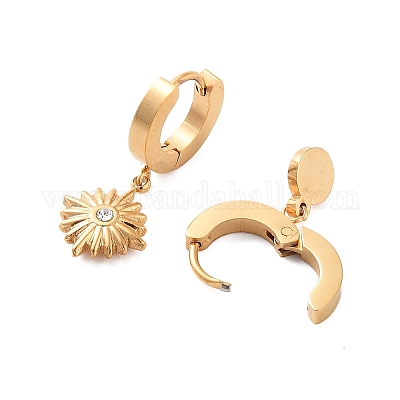 Серьги-кольца из нержавеющей стали 304 с ионным покрытием (IP) EJEW-A114-02G-1